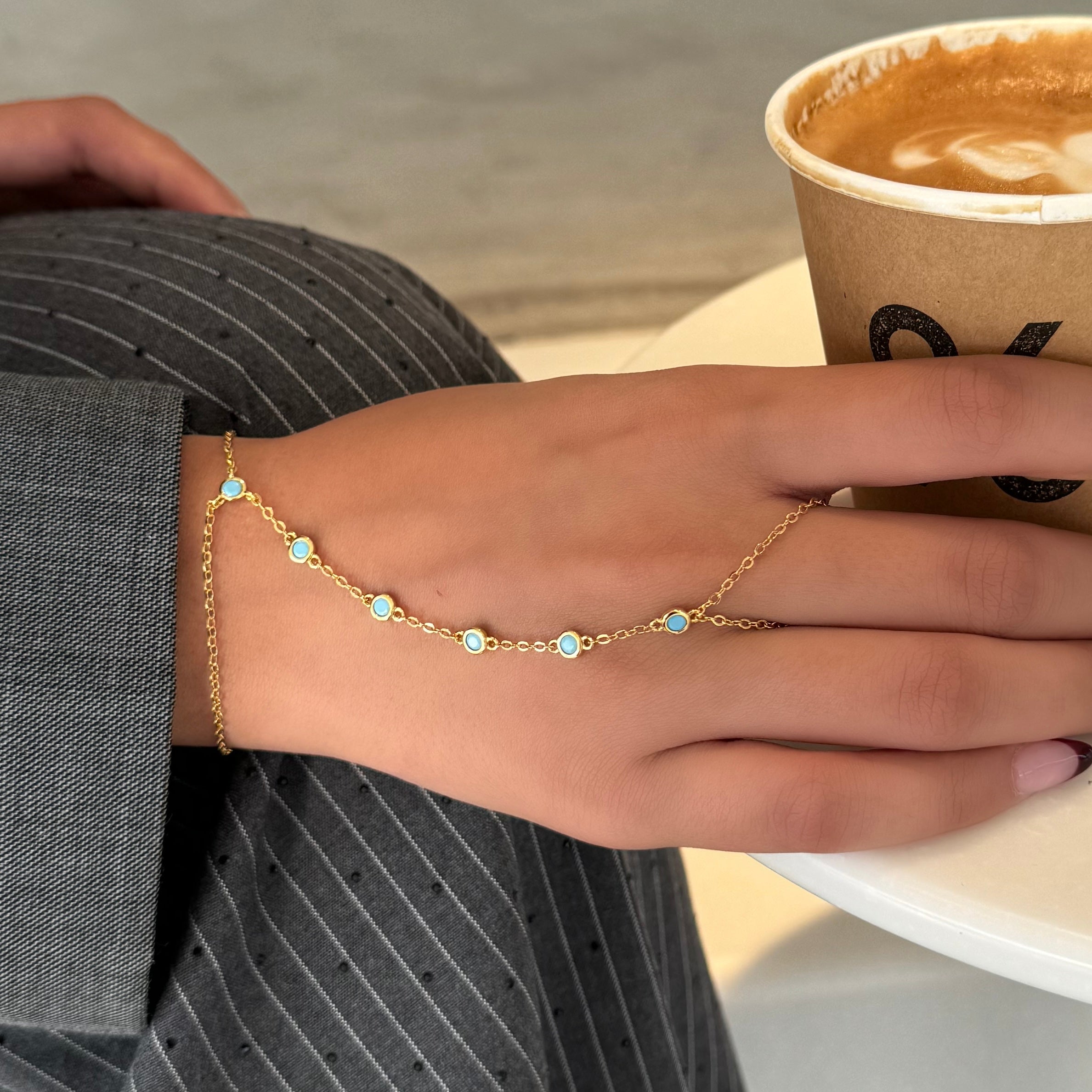 turquoise hand chain