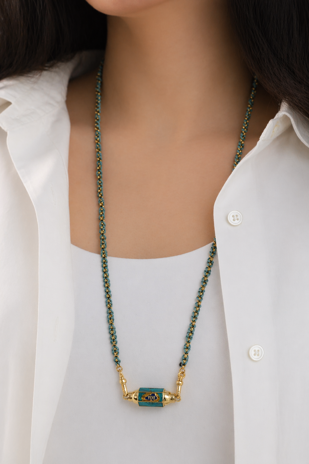 Turquoise Wrapped Chain — model loose